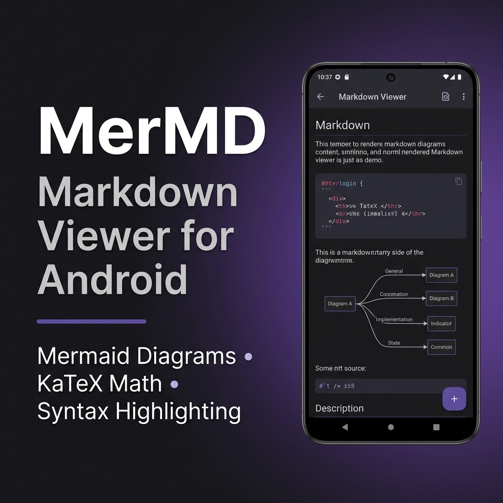 MerMD — Markdown Viewer & Editor for Android with Mermaid Diagrams