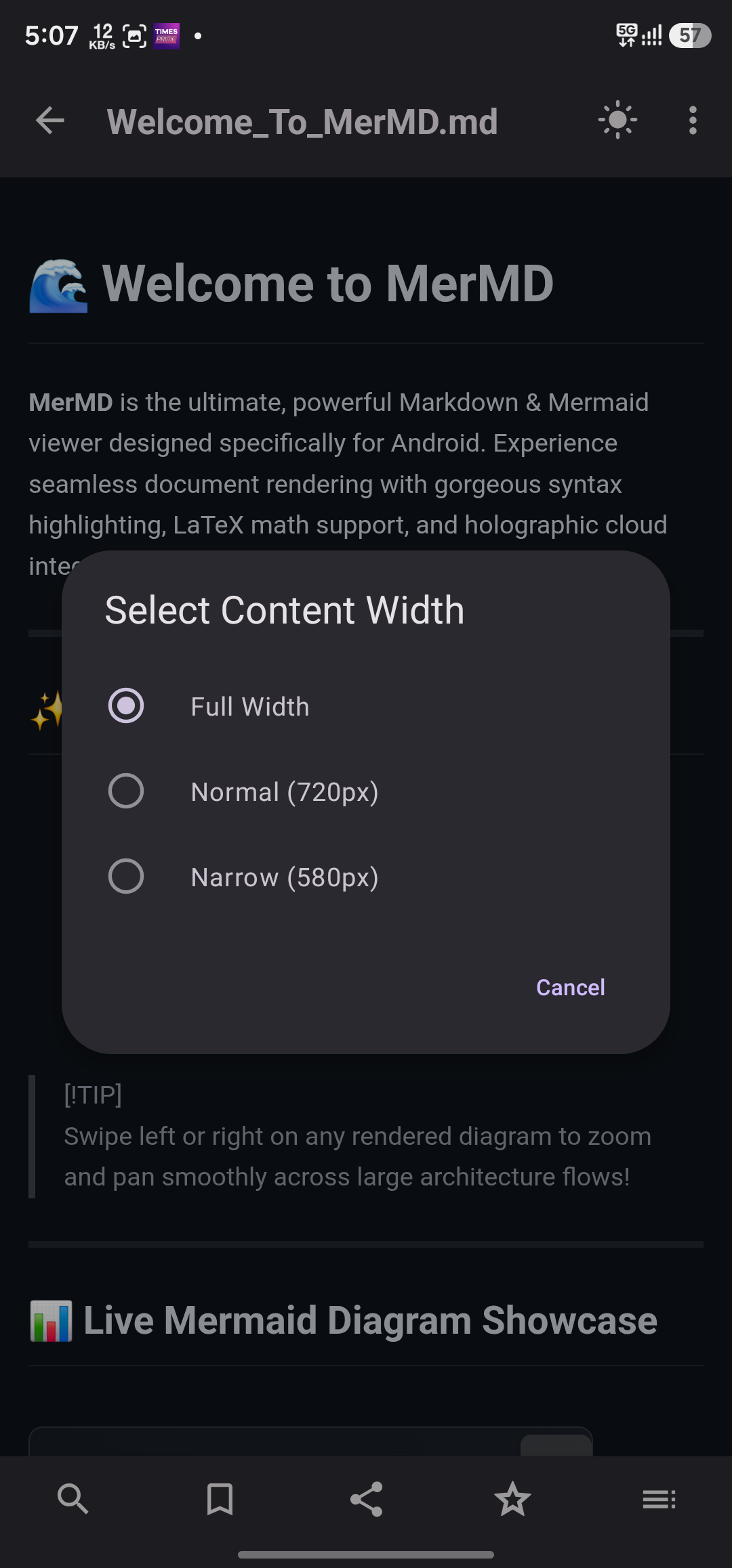 Content width selection
