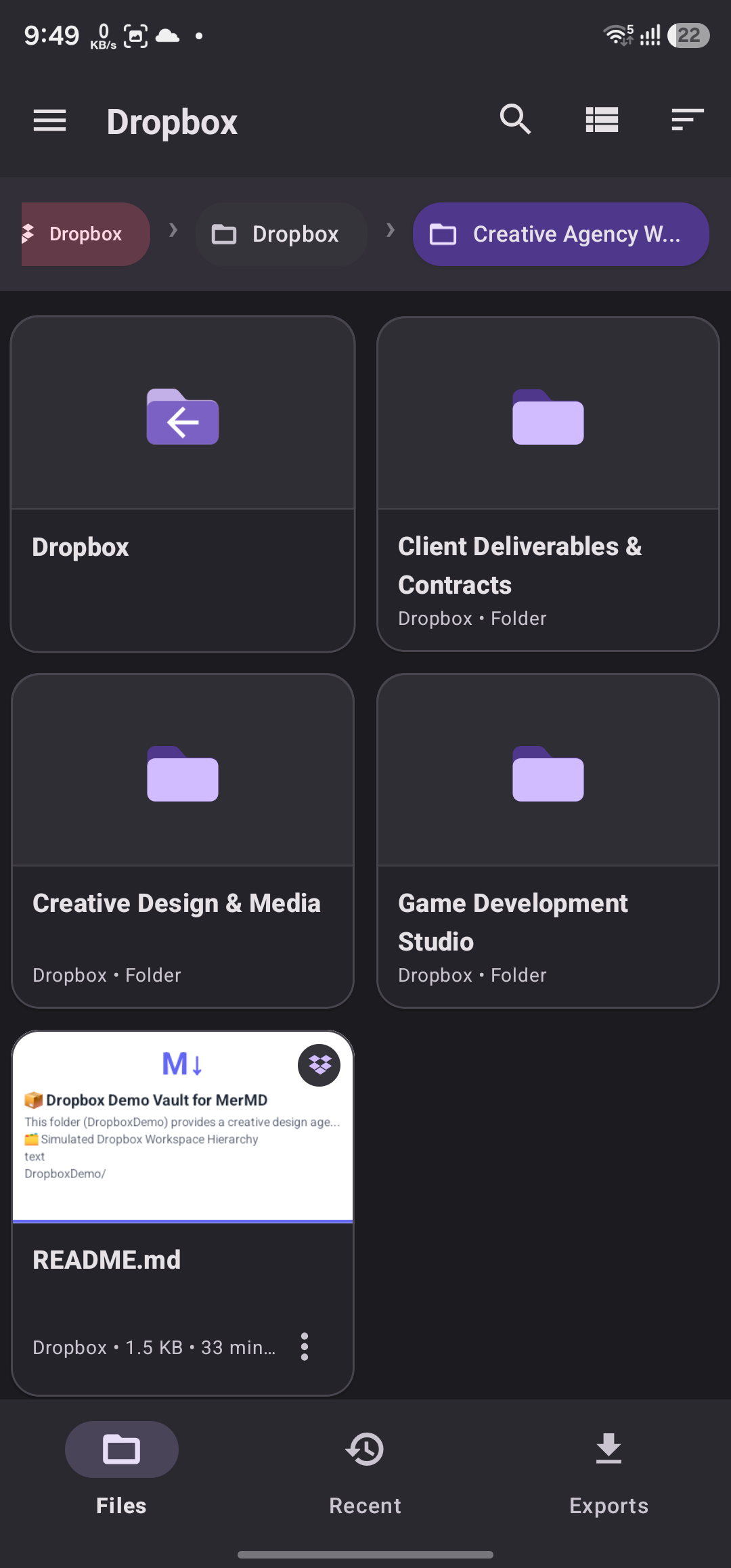 Dropbox cloud storage