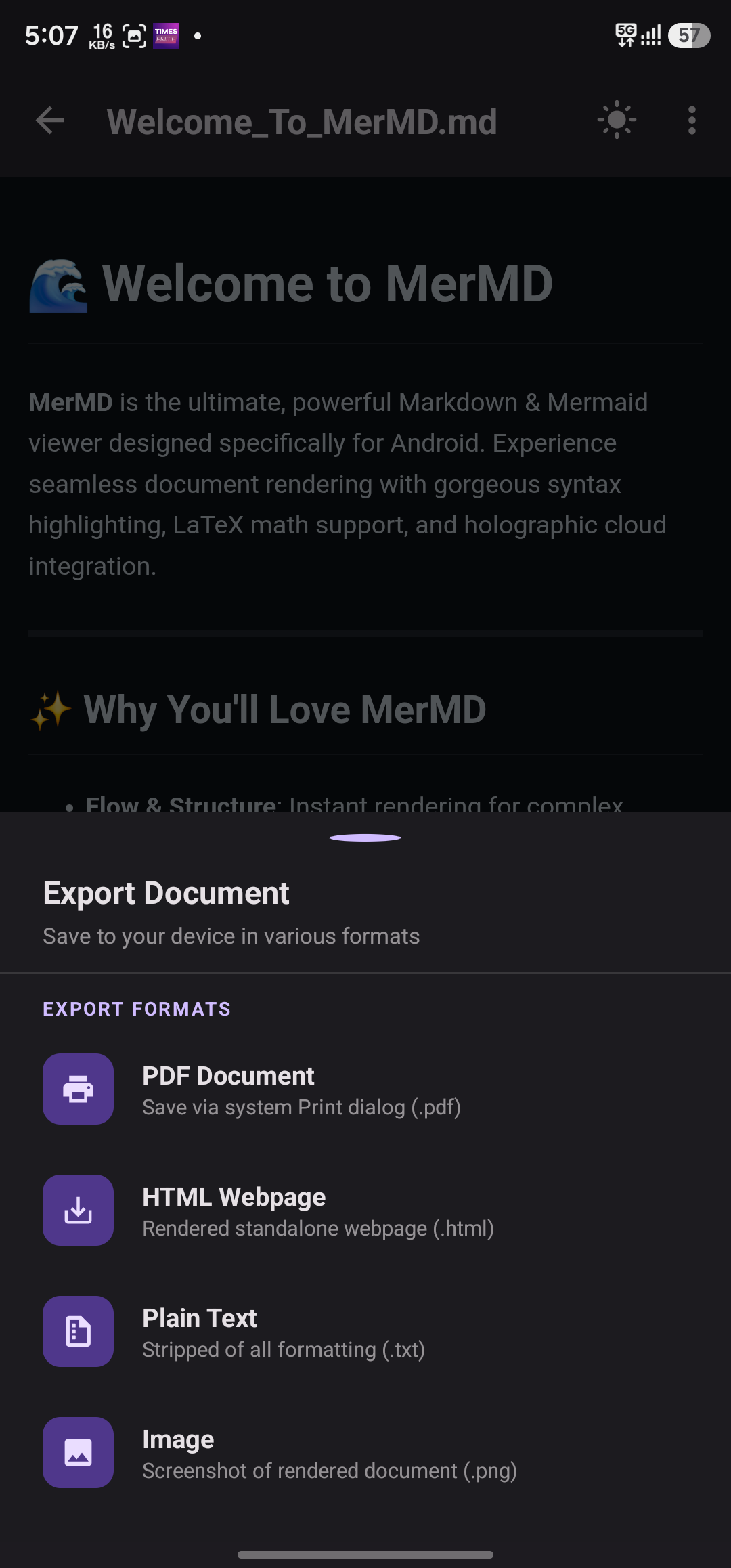 Export document options