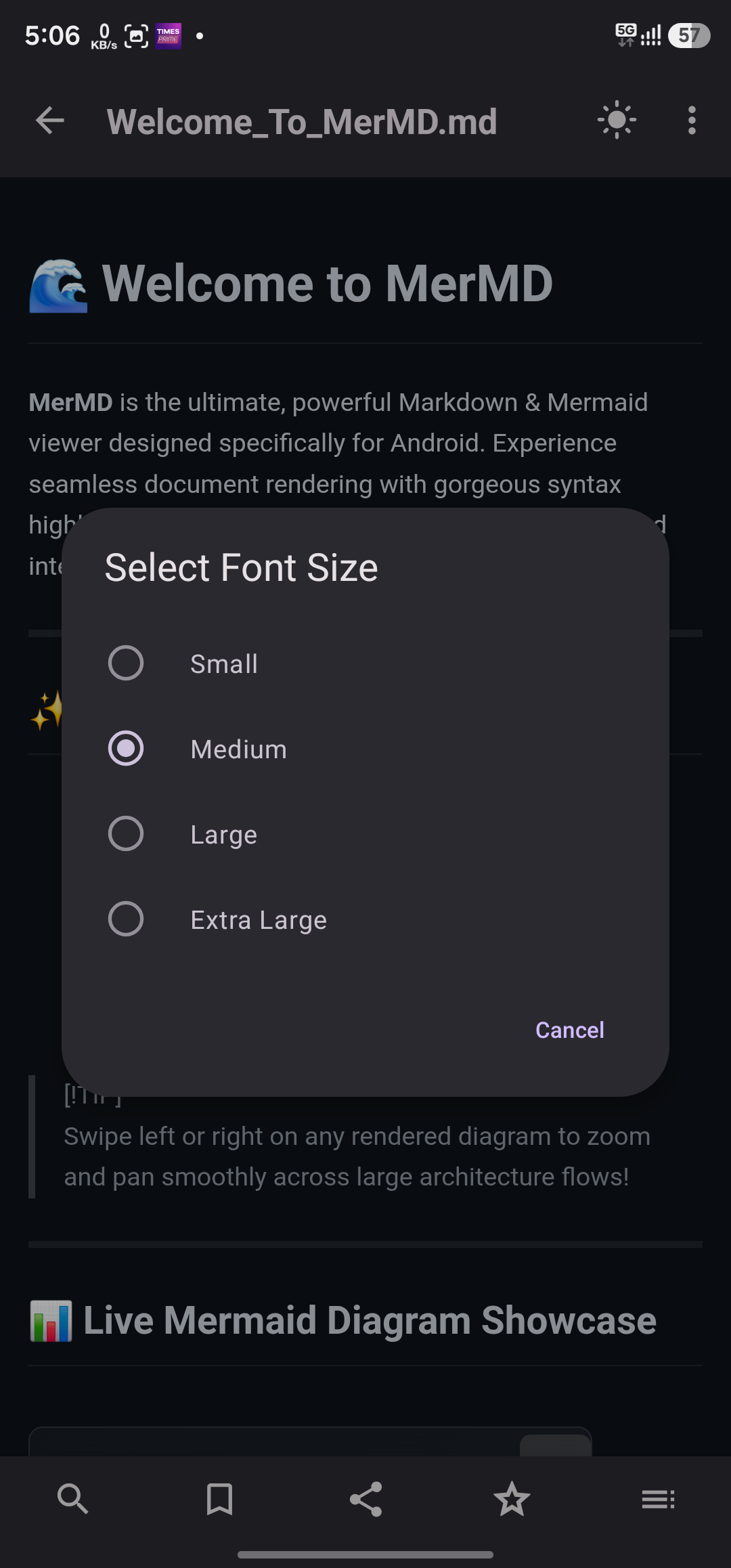 Font size selection