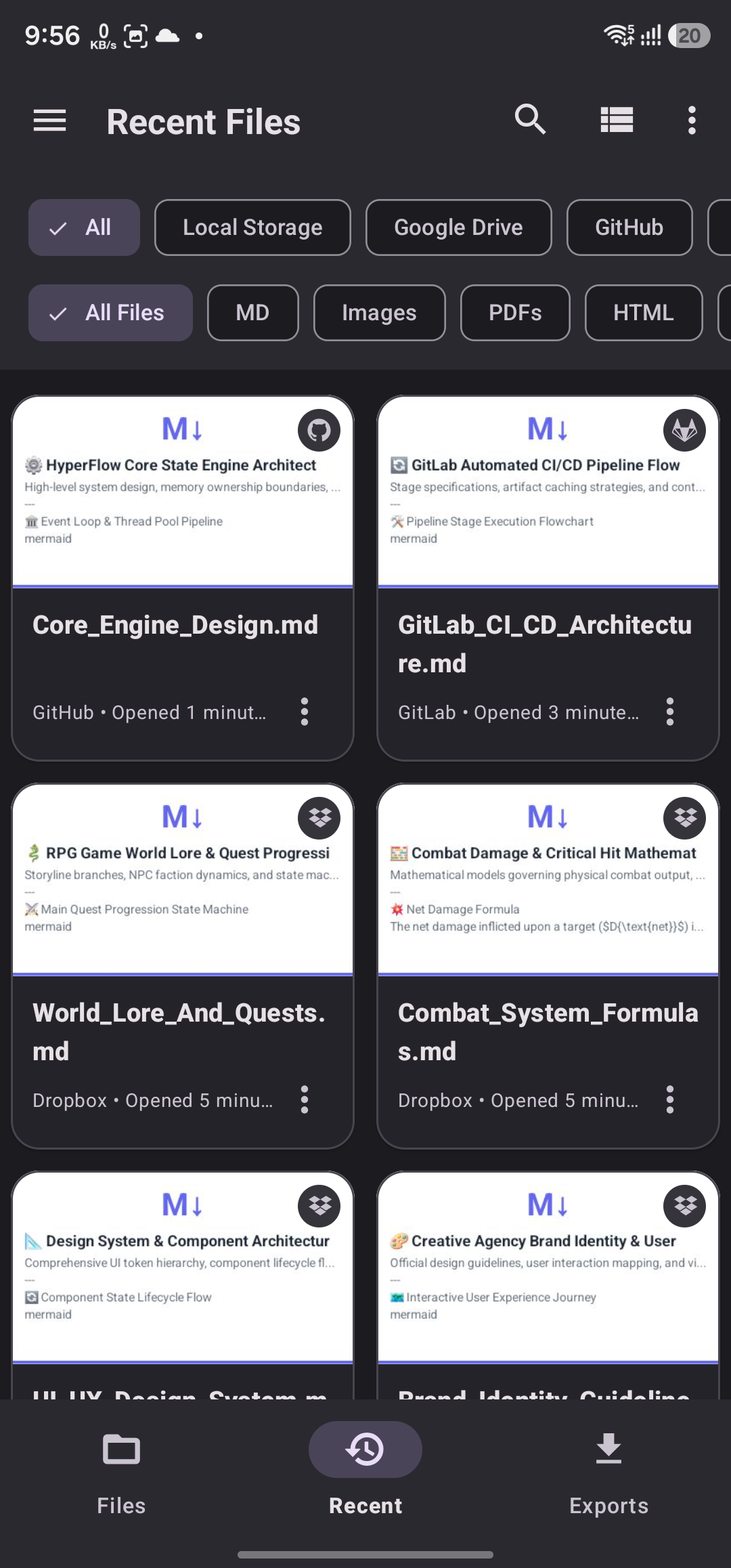 Recently opened documents