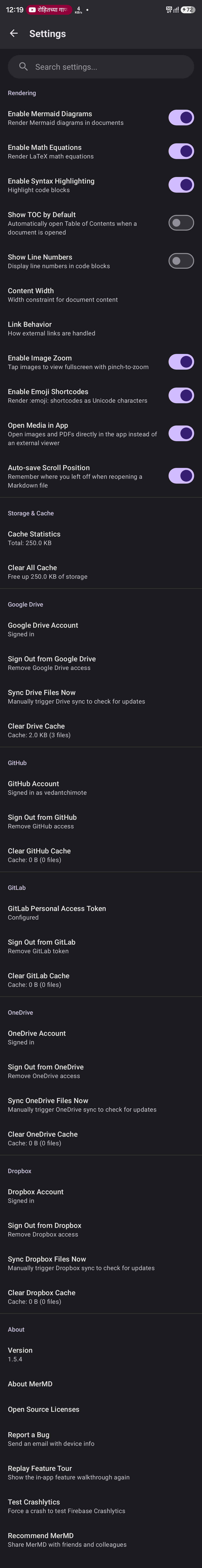 App settings